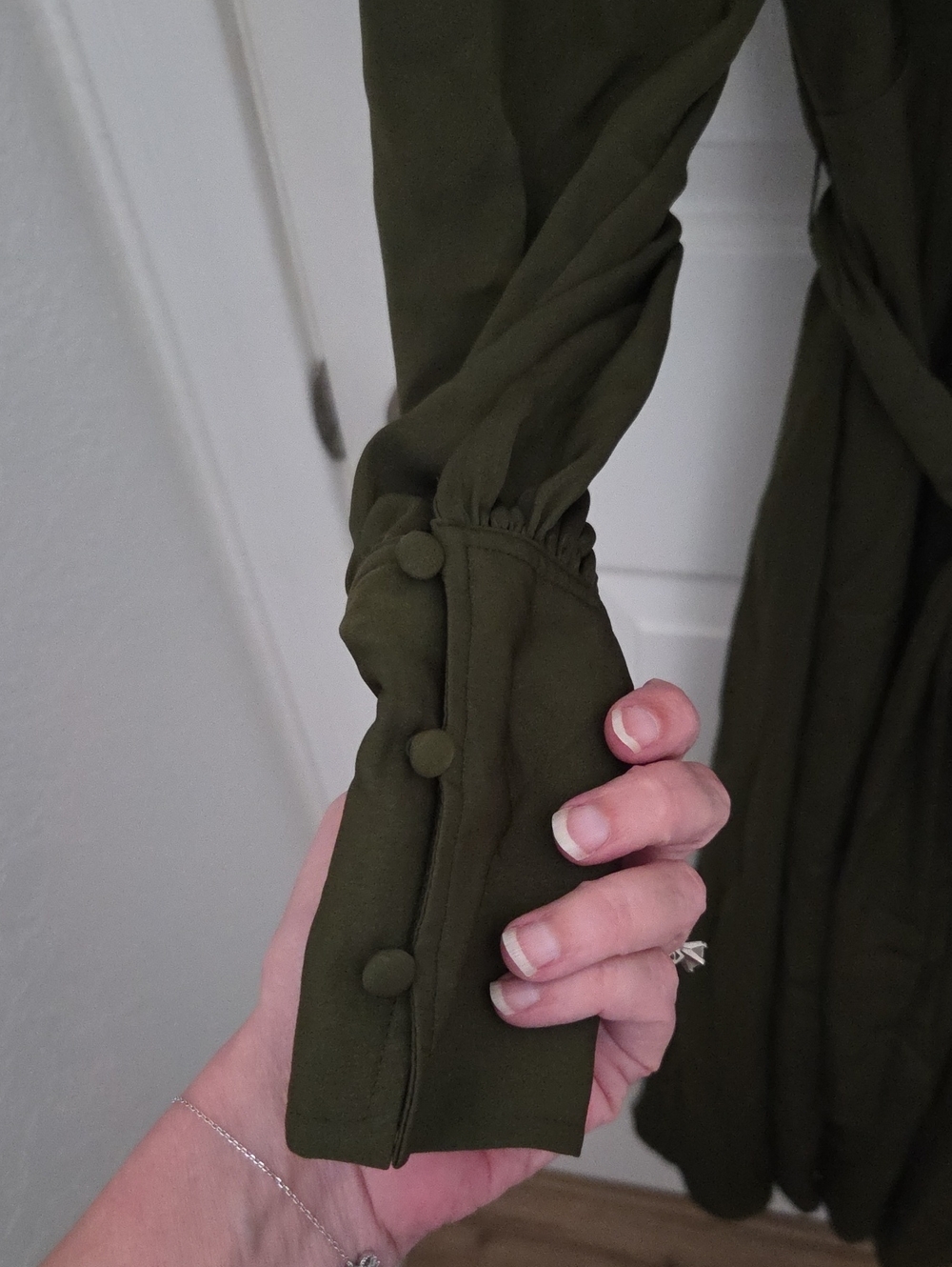 Banana Republic Olive Green Maxi Wrap Dress with Tie Waist - Picture 4 of 8